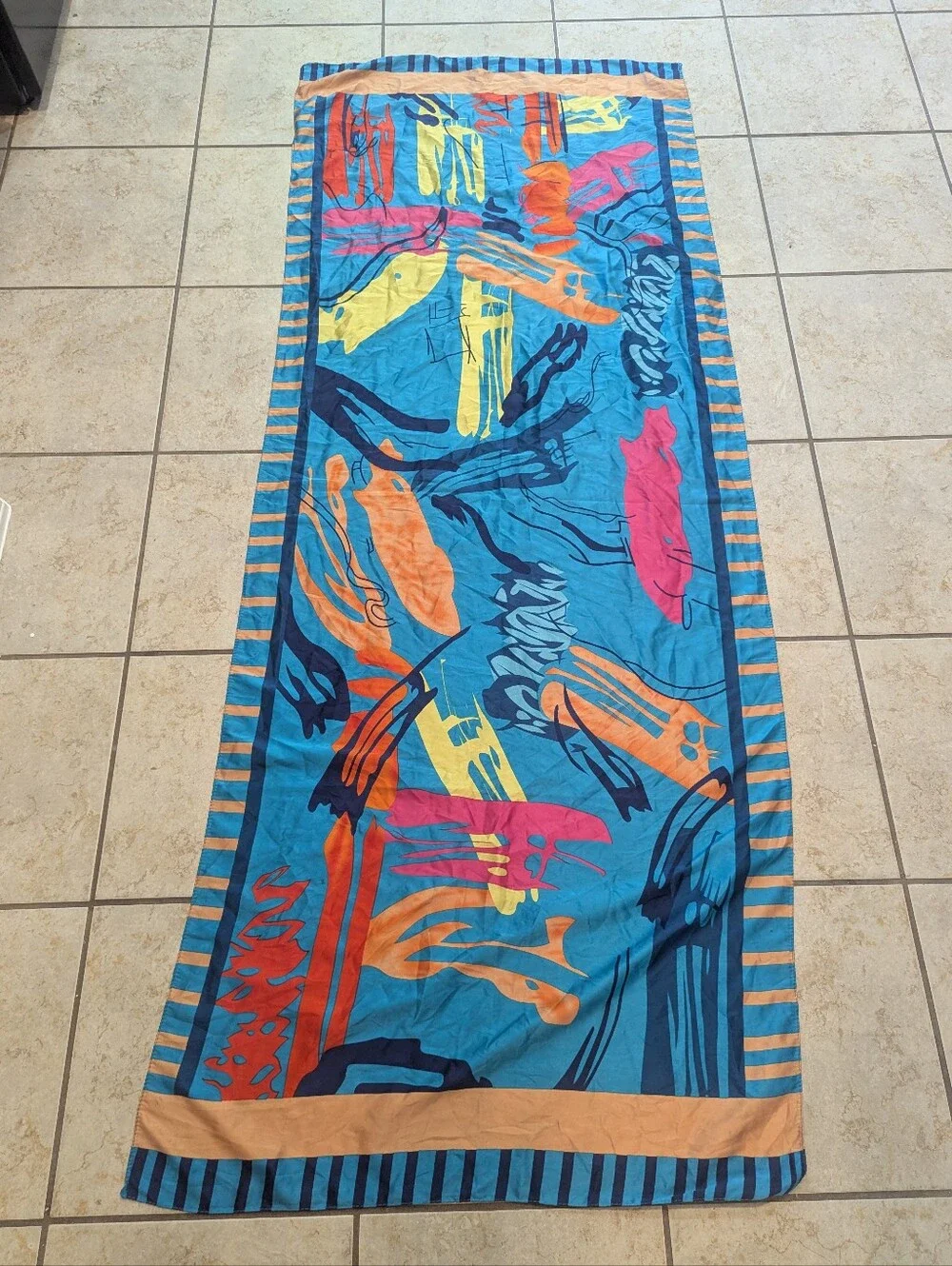 Vintage Long Rectangular Abstract Scarf
